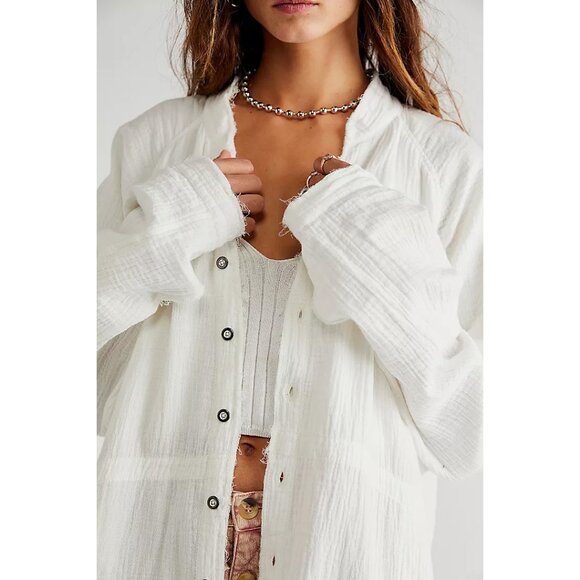 🎉LAST CHANCE🎉 FREE PEOPLE We The Free Summer Daydream Buttondown / White - Picture 8 of 16